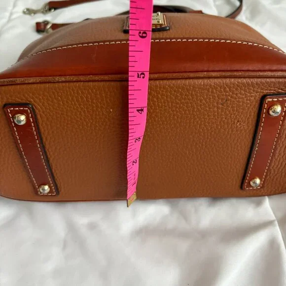 Dooney & Bourke Dome Tan/Brown Satchel Shoulder Bag Cross Body Pebbled Leather